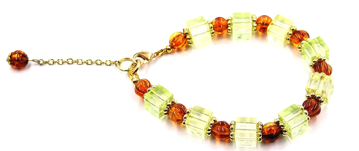 | Six-Inch Stunning Crystal Bead Charm Bracelet