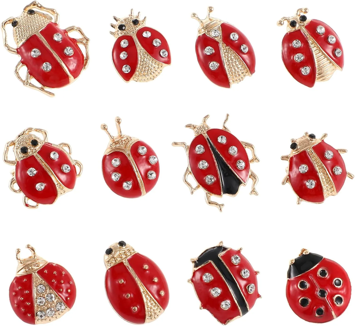 12pcs Cartoon Insect Brooch Set - Cute Ladybug Animal Corsage Pins for Women and Girls - Fun Fashion Accessories for Clothing