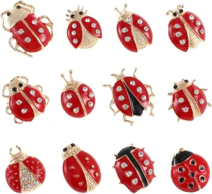 12pcs Cartoon Insect Brooch Set - Cute Ladybug Animal Corsage Pins for Women and Girls - Fun Fashion Accessories for Clothing