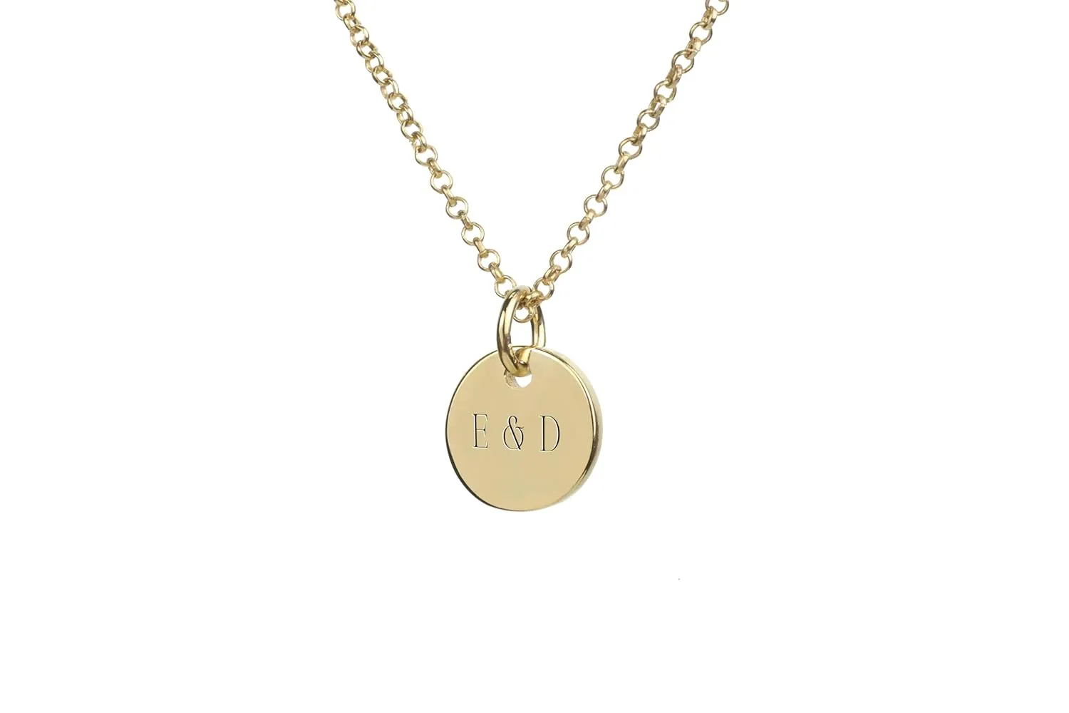 14k Gold Custom Necklace - Handwritten Coin Pendant - Personalized Initial Engraved Pendant