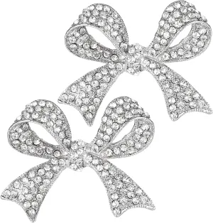 2 Pcs Elegant Crystal Bow Brooch Pin for Women, Rhinestone Bow Brooch Pin Vintage Sparkly Brooches Pins Beautiful Bowknot Corsage for Dress Suit Shirt Clothes Accessories Wedding Party Jewelry