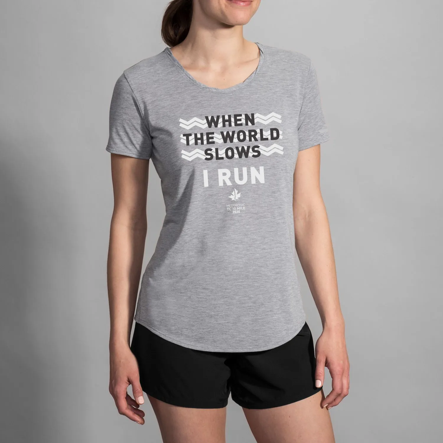 2020 Brooks TCM 10 Mile Distance Short Sleeve Tee - Heather Ash (Women's Sizing)