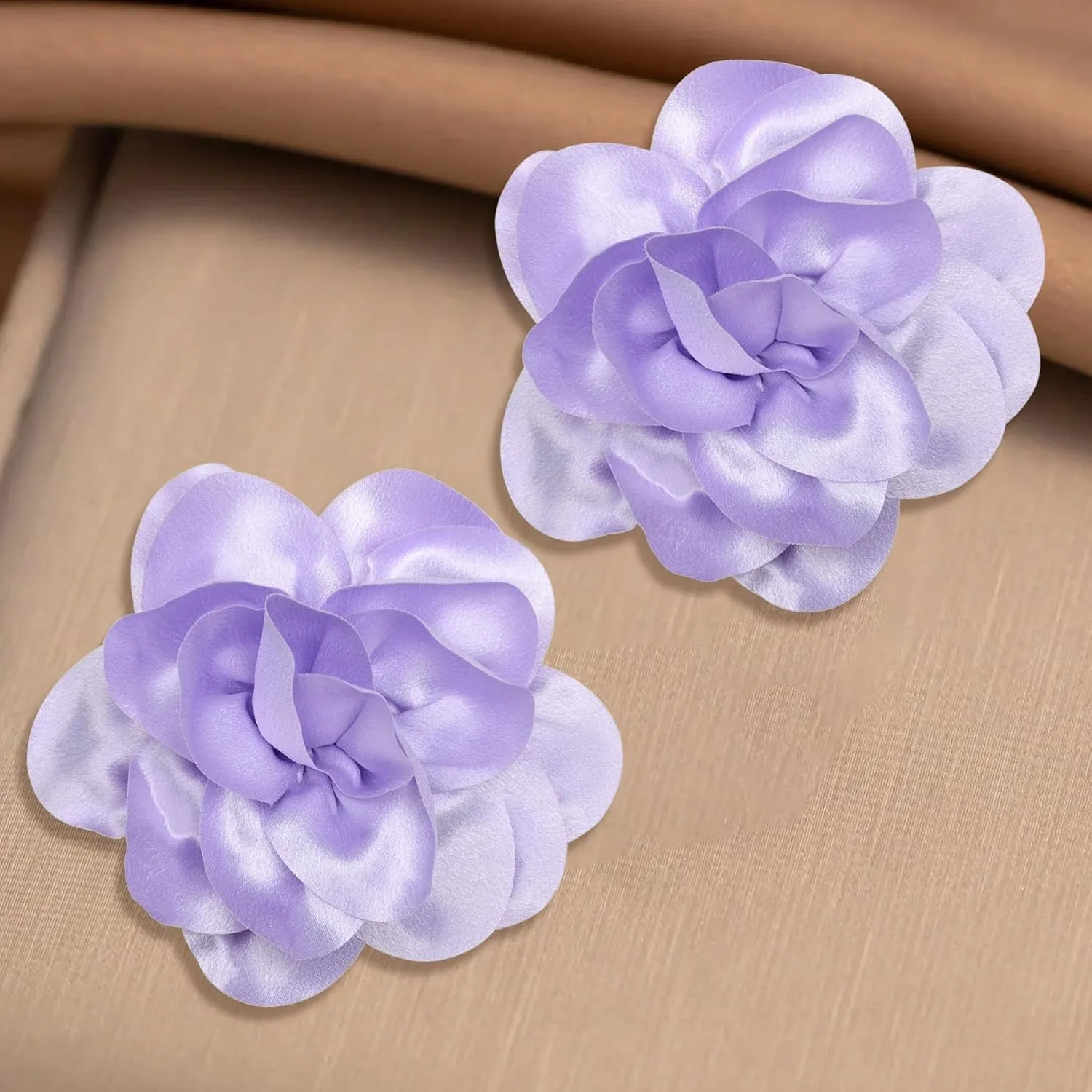 2Pack 6inch Extra Large Satin Brooches Lapel Pins Dainty Elegant Fabric Camellia Rose Flower Brooch Pin for Women Wedding Part Dance Clothes Accessories Jewelry