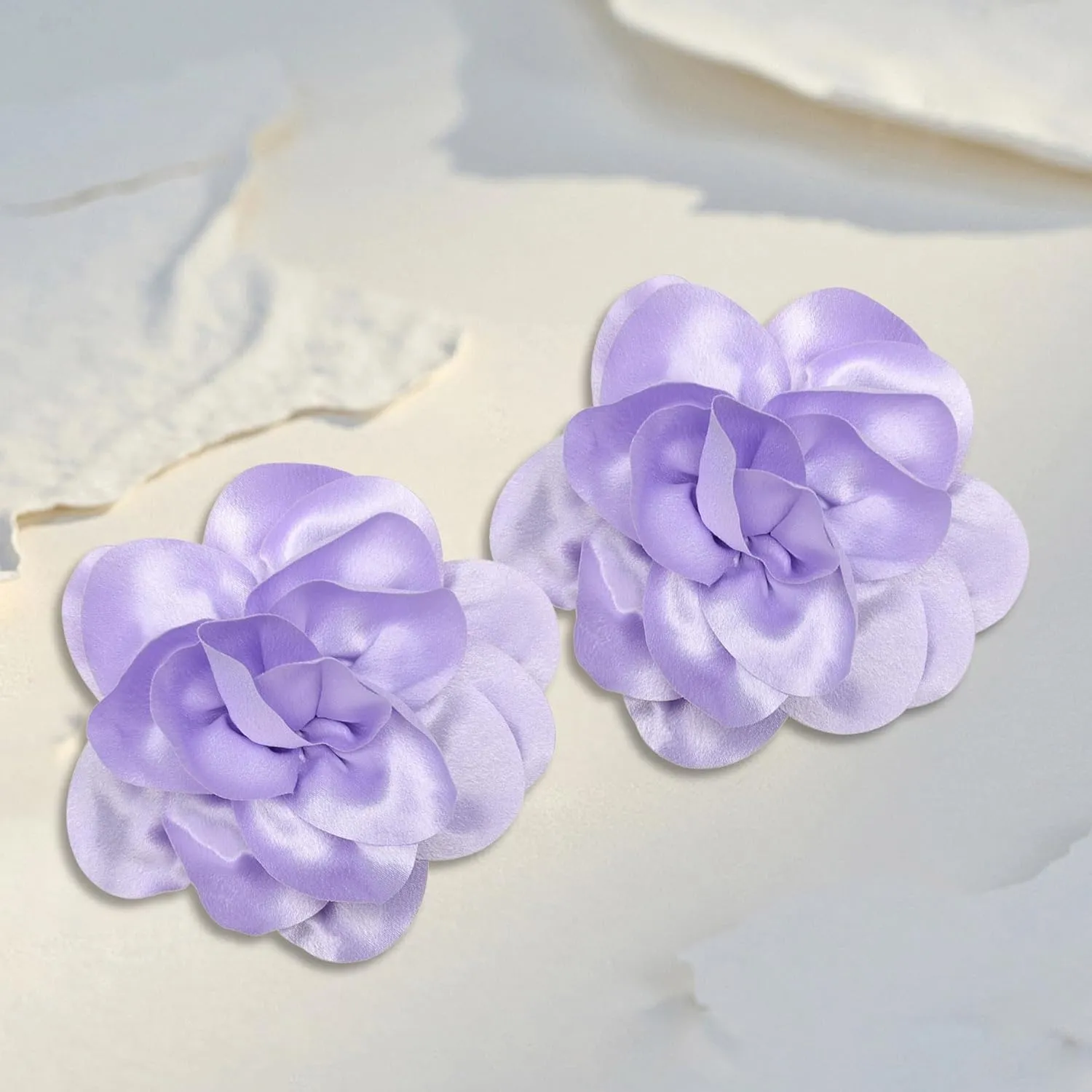 2Pack 6inch Extra Large Satin Brooches Lapel Pins Dainty Elegant Fabric Camellia Rose Flower Brooch Pin for Women Wedding Part Dance Clothes Accessories Jewelry