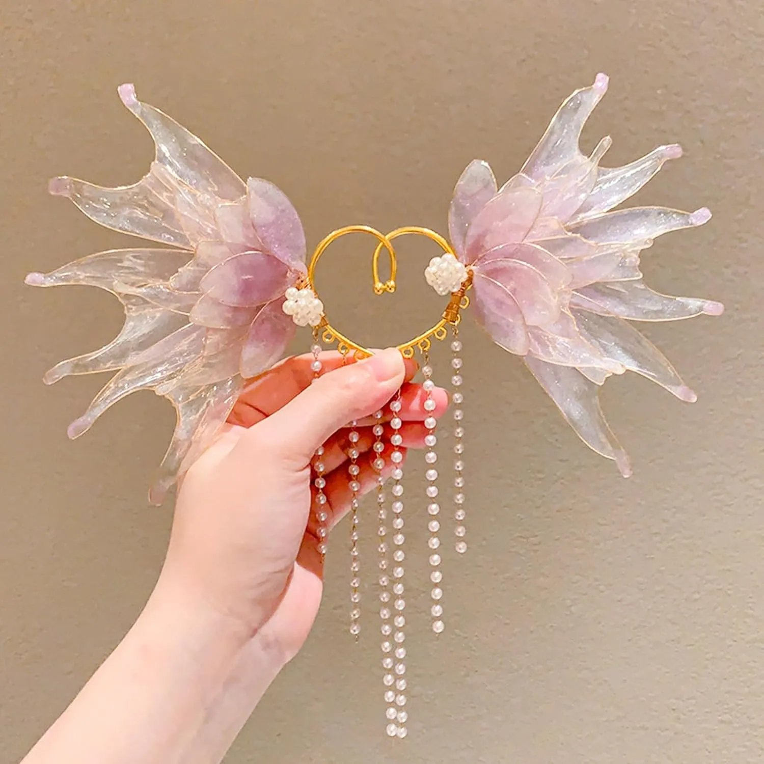 2Pcs Mermaid Elf Ear Cuffs Supplies Fairy Wings Earrings Accessories Dress up Mermaid Non Piercing Ear Clips for Women Christmas Halloween Cosplay Party Costume Accessories