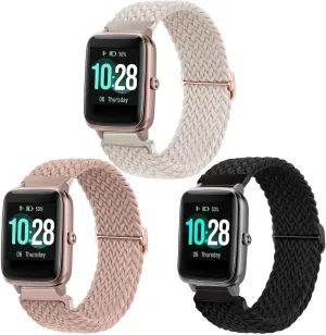 3 Pack Braided Stretchy Solo Loop Watch Bands Compatible with Veryfitpro ID205L Watch, 19mm Elastic Nylon Strap for Willful SW021 ID205L/SW025 ID205S / YAMAY SW020 SW021 SW023 ID205 ID205L ID205U, Fitpolo ID205L Women Men