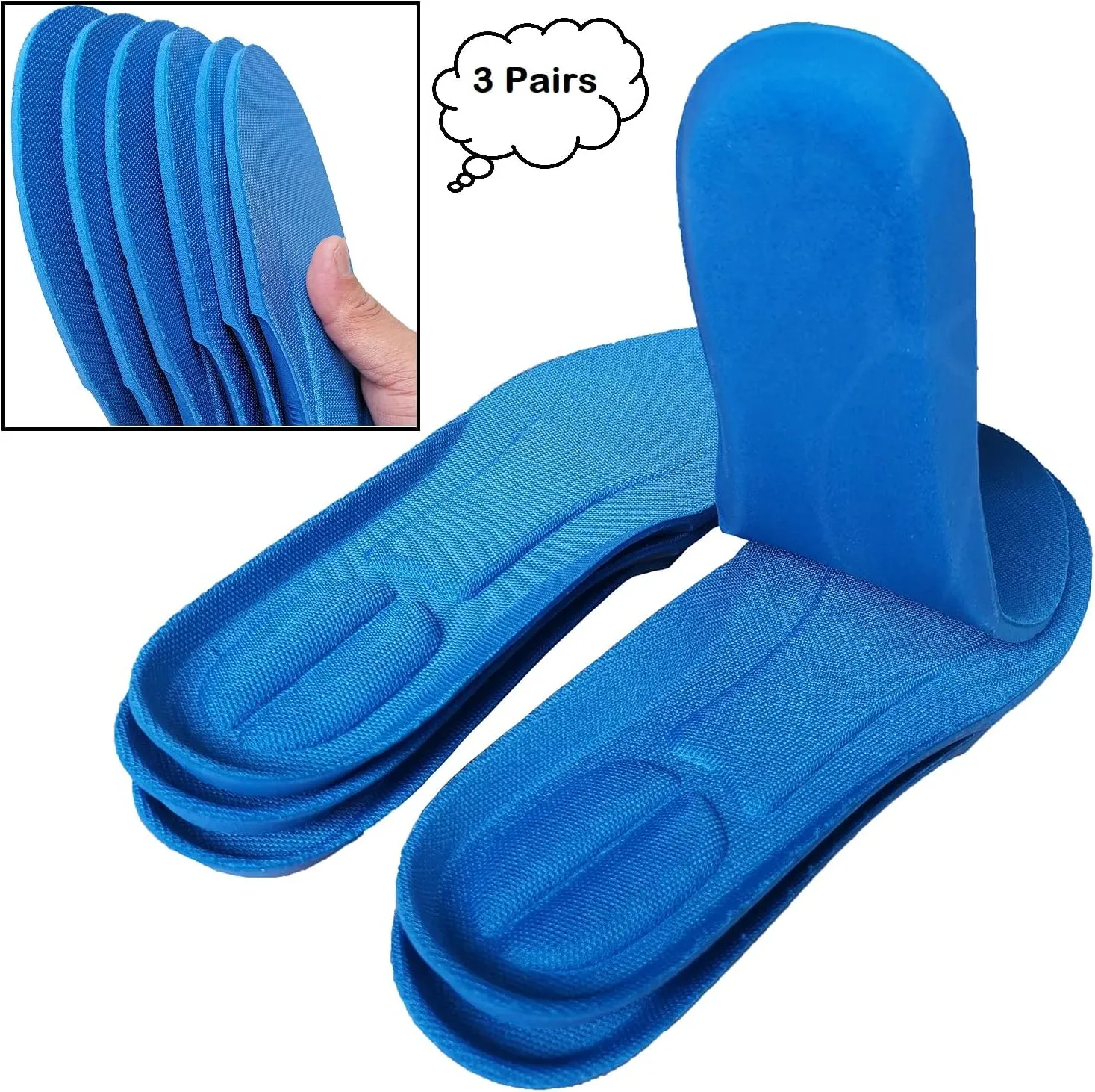 3 Pairs Shoe Insoles Men Women Memory Foam Insoles, Replacement Insoles for Work Boots Sneakers Running Shoes, Cushion Shock Absorbing, Comfort Breathable Inner Soles (Women 7.5-9.5 / Men 6.5-8.5)