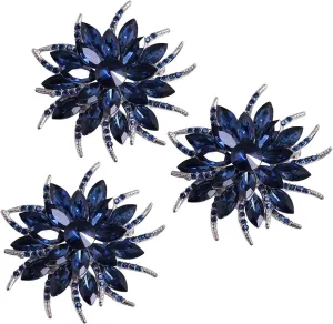 3 Pcs Blue Crystal Created Brooches and Pins for Women | Vintage Brooch for Women, Crystal Brooches for Wedding Party | Womens Clothing Accessories | Womens Brooches and Pins Vintage, Wreath Pins