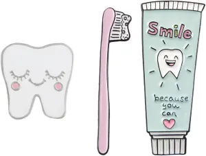3Pcs Dental Brooches Women's Brooches Pins Enamel Brooch Set Brooch