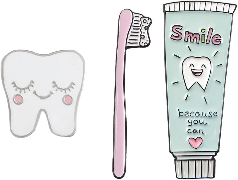 3Pcs Dental Brooches Women's Brooches Pins Enamel Brooch Set Brooch