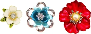 3Pcs Enamel Rhinestone Flower Brooch Cute Crystal Brooches and Pins for Women Gold brooch Fashion Jewelry for Women Gift