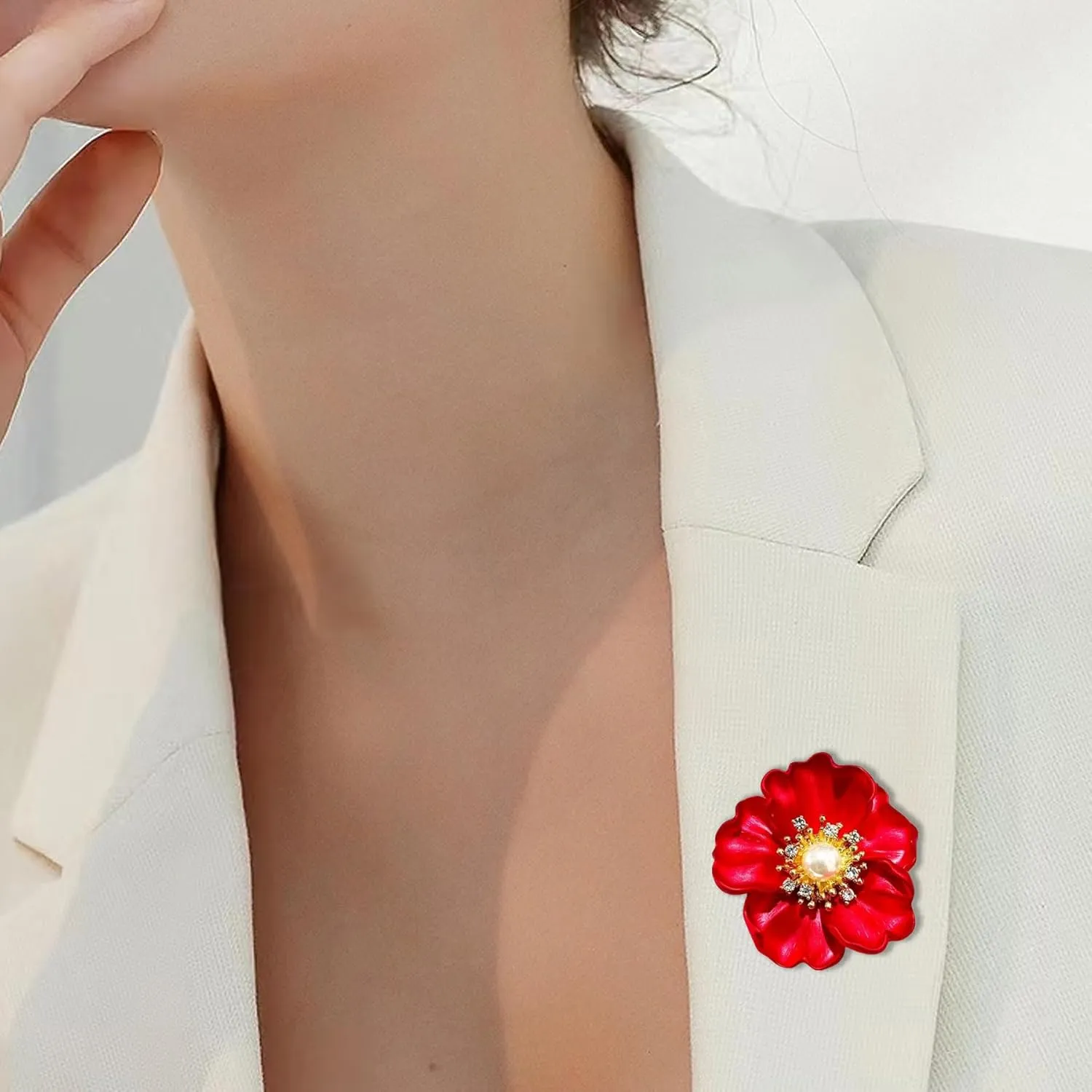 3Pcs Enamel Rhinestone Flower Brooch Cute Crystal Brooches and Pins for Women Gold brooch Fashion Jewelry for Women Gift