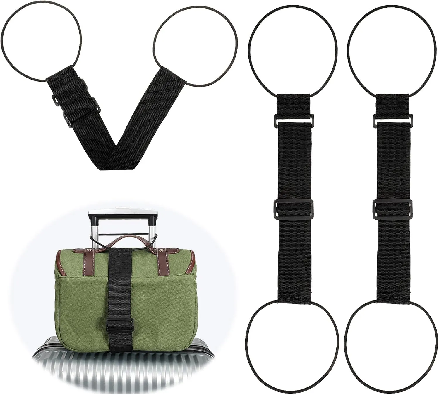 3Pcs Luggage Straps for Suitcases Add A Bag, Elastic Luggage Belt Strap Adjustable Size Travel Belt for Luggage, Lightweight Luggage Connector Straps for Baggage Handbag