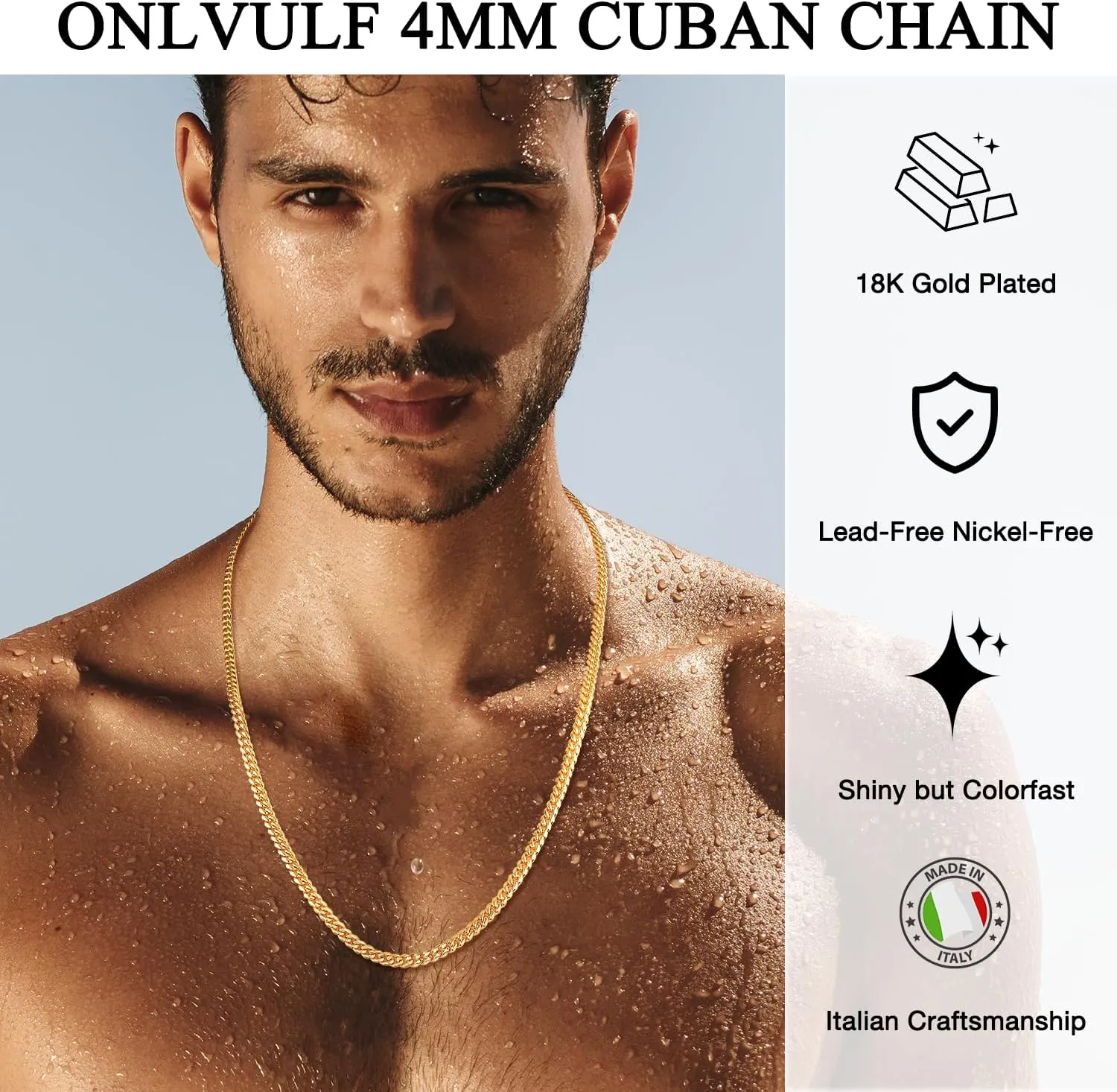 4mm 18K Gold Plated Cuban Chain for Men, 925 Sterling Silver Miami Cuban Link Chain Necklace for Men, Hip-Hop & Cool Men's Chain Necklace, 16/18/20/22/24/26 Inch