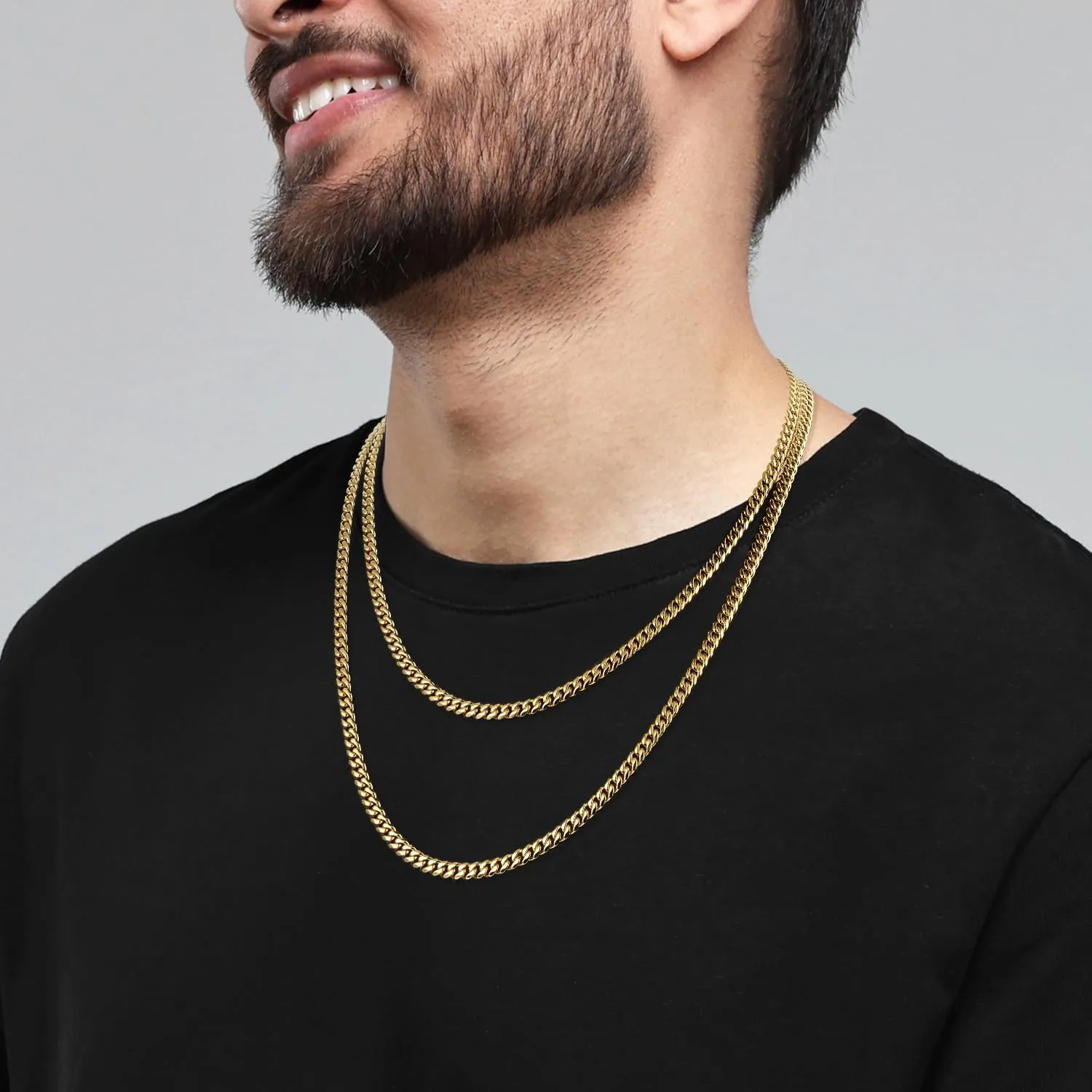 4mm 18K Gold Plated Cuban Chain for Men, 925 Sterling Silver Miami Cuban Link Chain Necklace for Men, Hip-Hop & Cool Men's Chain Necklace, 16/18/20/22/24/26 Inch