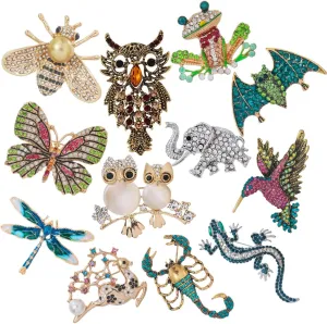 6 Pieces Dragonfly Butterfly and Bee Insect Animal Lapel Brooch Pin Set for Daily Decoration