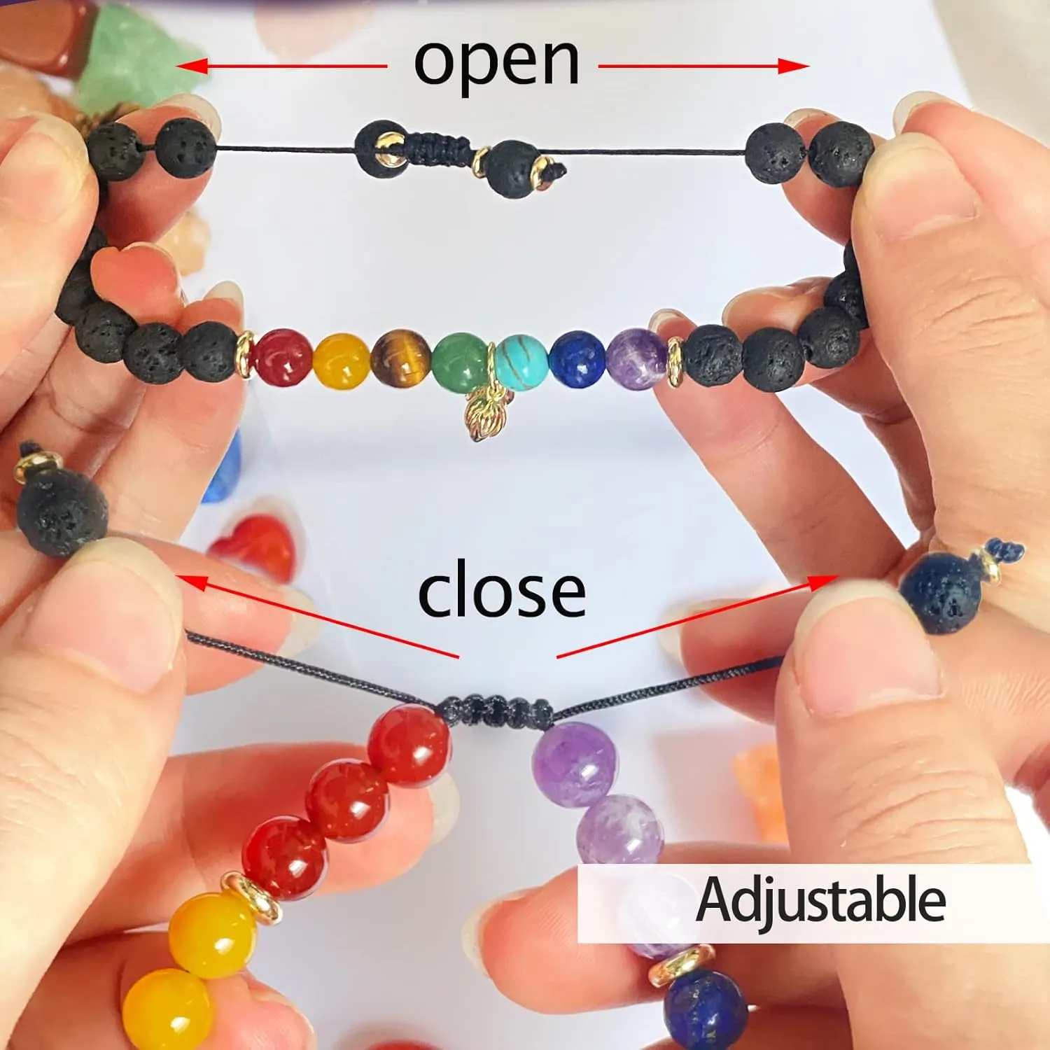 7 Chakra Bracelet Real Crystal Stone Beads Essential Oil Set Yoga Meditation Protection Lava Rock Jewelry Gifts for Women Men