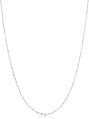 925 Sterling Silver 1.3 mm Singapore Chain Pendant Necklace for Women (14, 16, 18, 20, 22, 24, 30 or 36 inch)