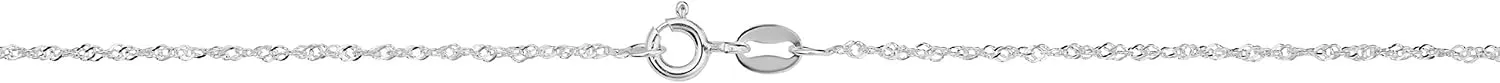 925 Sterling Silver 1.3 mm Singapore Chain Pendant Necklace for Women (14, 16, 18, 20, 22, 24, 30 or 36 inch)