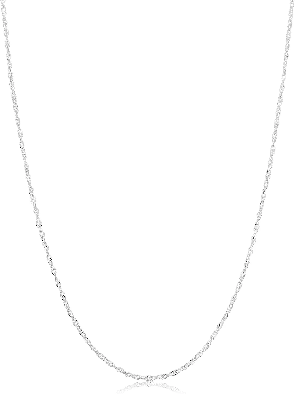 925 Sterling Silver 1.3 mm Singapore Chain Pendant Necklace for Women (14, 16, 18, 20, 22, 24, 30 or 36 inch)