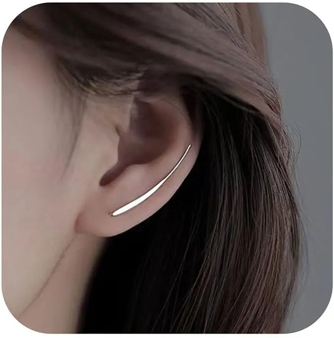 925 Sterling Silver Climbers Earrings for Women, Ear Cuffs Crawler Earrings to Daughter,Dainty Ear Crawler Earrings Minimalist Jewelry Graduation Gift