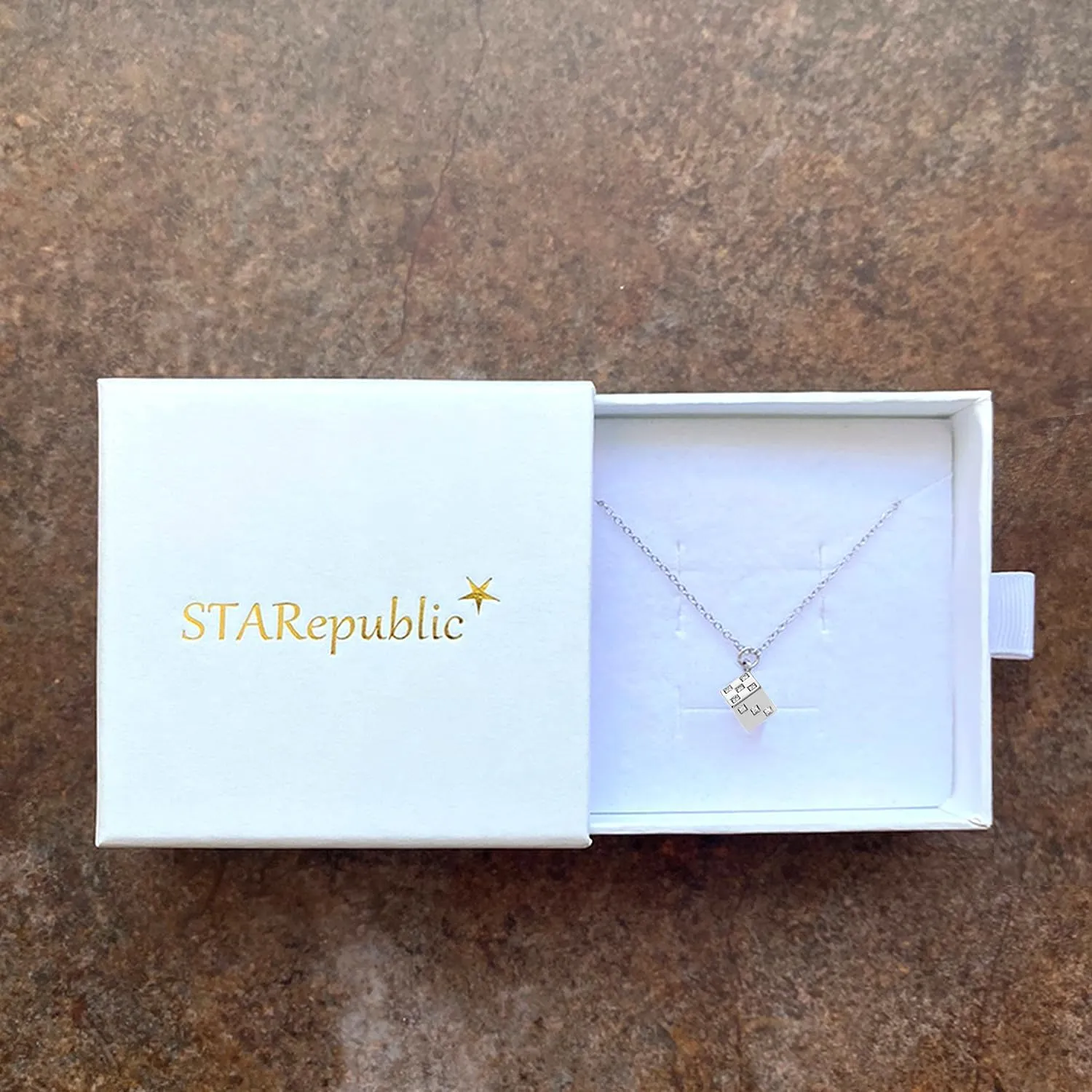 925 Sterling Silver Dice Pendant Necklace for Women Trendy Round Brilliant Cut Medallion Chain