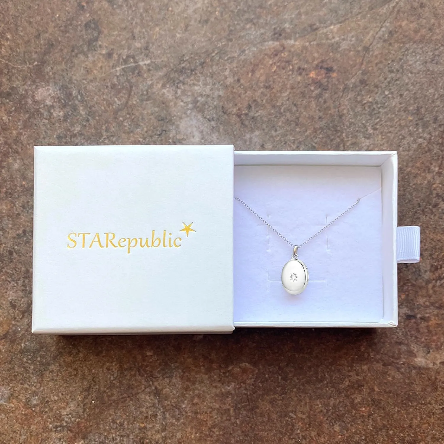 925 Sterling Silver Starburst Pendant Locket Necklace for Women