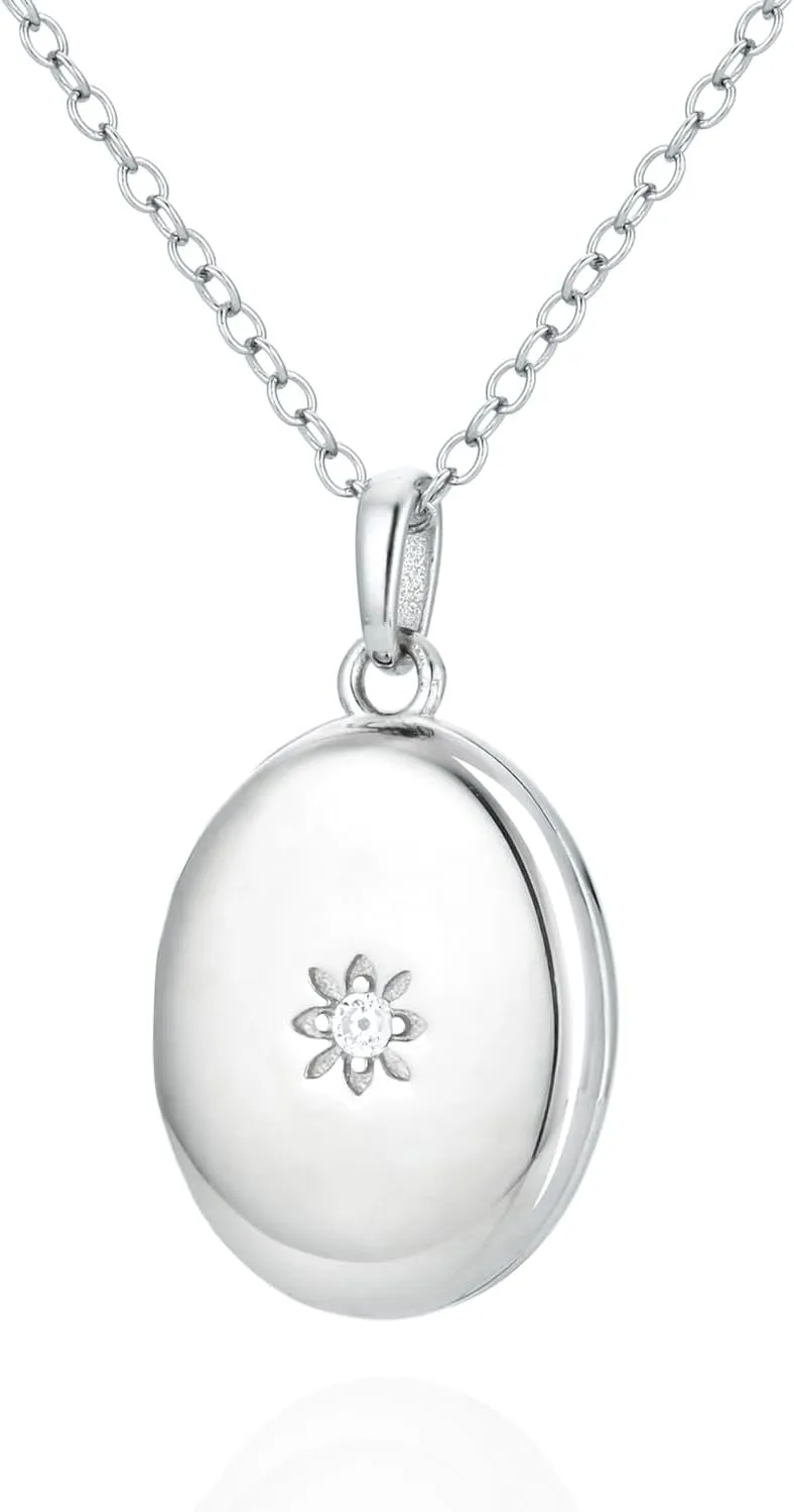 925 Sterling Silver Starburst Pendant Locket Necklace for Women