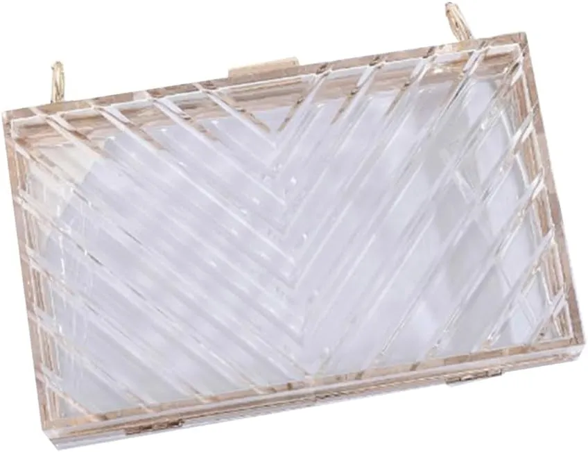 Acrylic Purses Evening Clutch Bag Clear Handbags for Women Cross Body Bag with Metal Chain Formal Wedding Prom Party