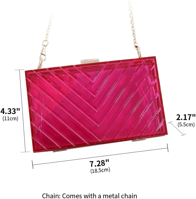 Acrylic Purses Evening Clutch Bag Clear Handbags for Women Cross Body Bag with Metal Chain Formal Wedding Prom Party