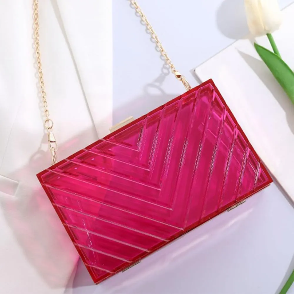 Acrylic Purses Evening Clutch Bag Clear Handbags for Women Cross Body Bag with Metal Chain Formal Wedding Prom Party