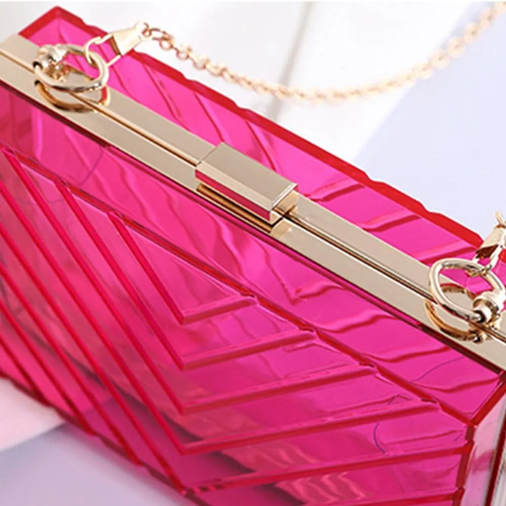 Acrylic Purses Evening Clutch Bag Clear Handbags for Women Cross Body Bag with Metal Chain Formal Wedding Prom Party