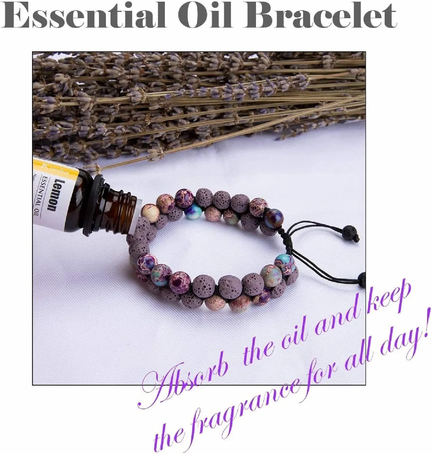 Aienid Bead Bracelet Purple, Lava Rock Stone Bead Bracelet Lava-Rock Two Layers Beaded Braided Bracelet Nature Stone for Men Women Graduation Jewelry