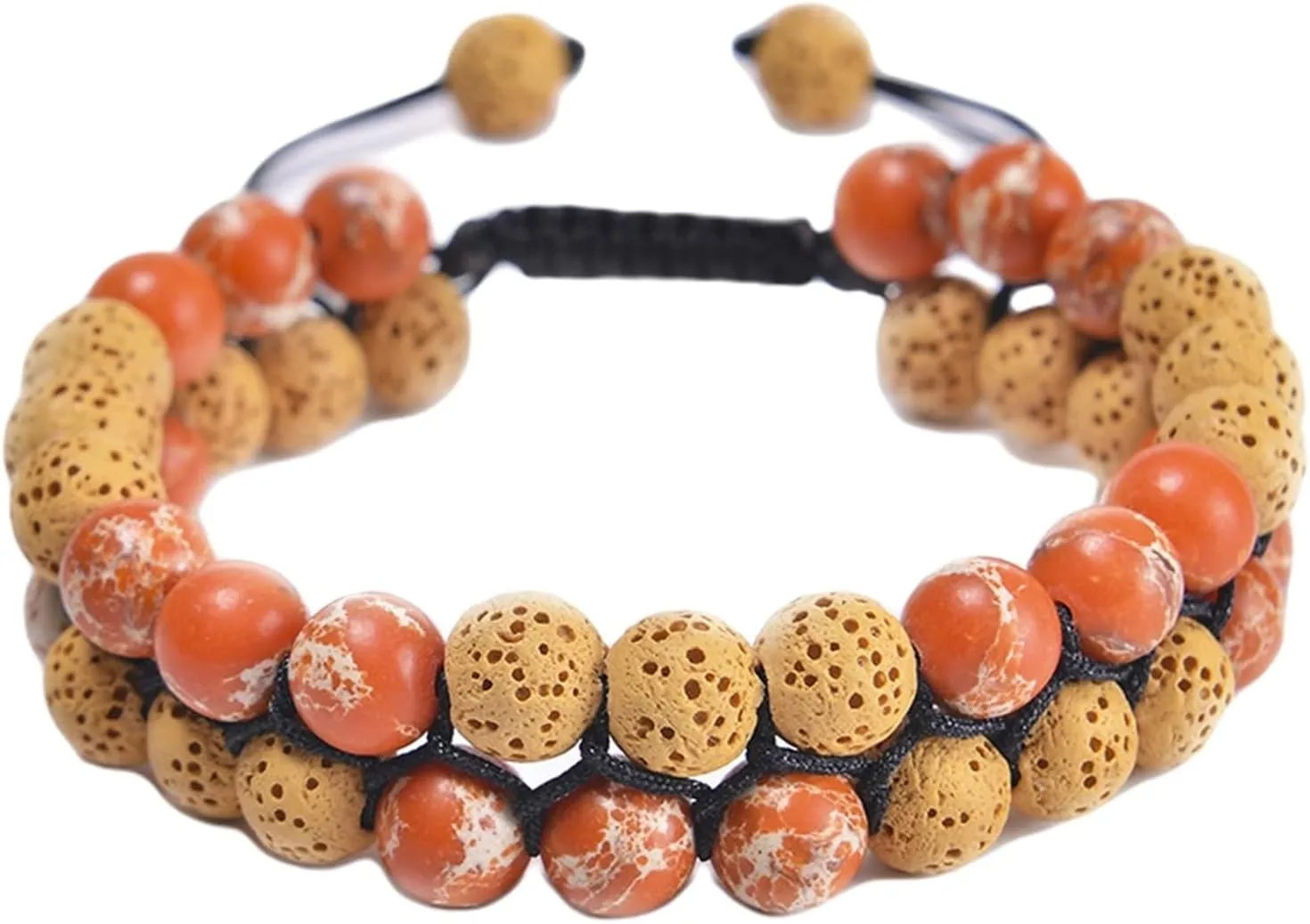 Aienid Bead Bracelet Purple, Lava Rock Stone Bead Bracelet Lava-Rock Two Layers Beaded Braided Bracelet Nature Stone for Men Women Graduation Jewelry