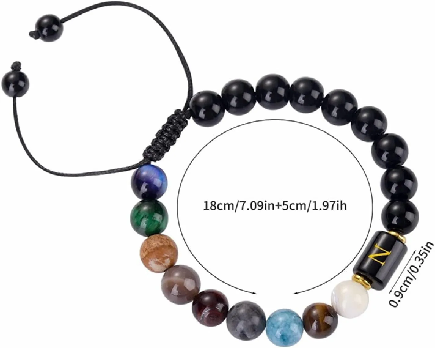 Aienid Obsidian Protection Bracelet, Amber Bracelets Black Alphabet Woven Beaded Bracelet Nature Stone for Men Women Graduation Jewelry