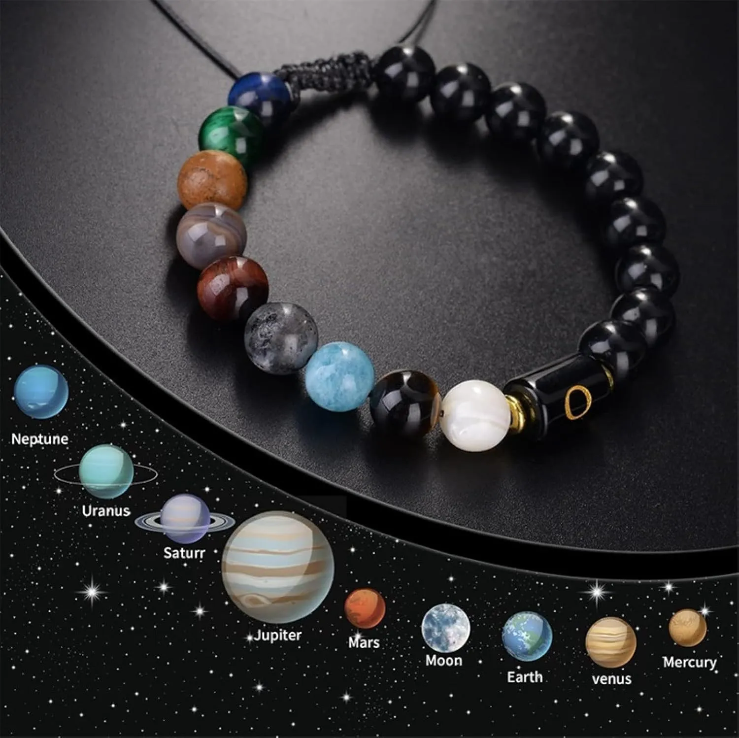 Aienid Obsidian Protection Bracelet, Amber Bracelets Black Alphabet Woven Beaded Bracelet Nature Stone for Men Women Graduation Jewelry