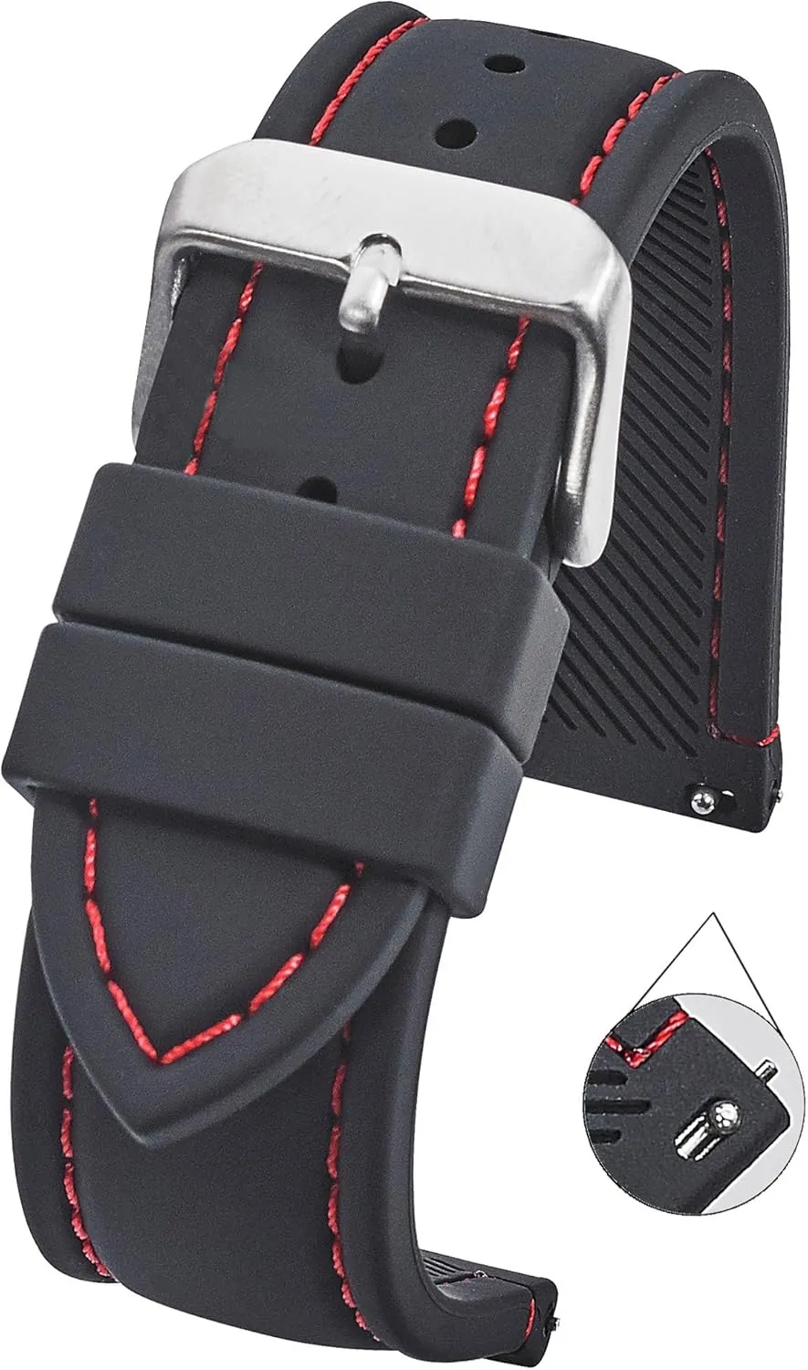 ALPINE Sporty Smooth Silicone Stitched Watch Band - Replacement Rubber Watch Bands - Quick Release Waterproof Watch Straps for Women & Men - Compatible with Regular & Smart Watch Bands