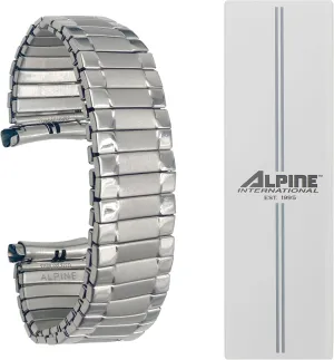 Alpine Stainless Steel Expansion Watch Band - Mens Stretch & Wrist Watch Band with Squeeze Ends - Flexible Replacement Watch Bands for Women & Men - Compatible with Regular & Smart Watch Strap