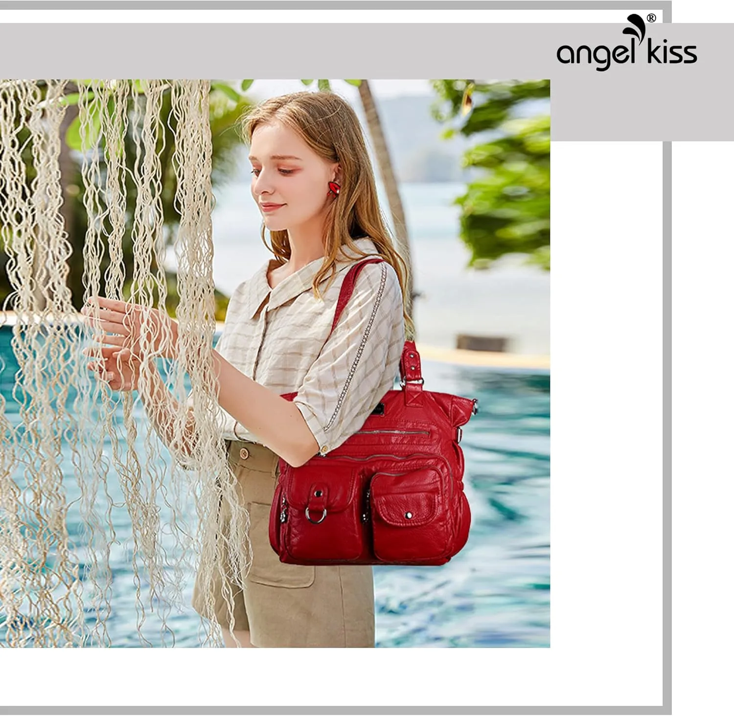 Angelkiss Purses Handbags for Women PU Tote Satchel Bags for Women Pockets Shoulder Bags