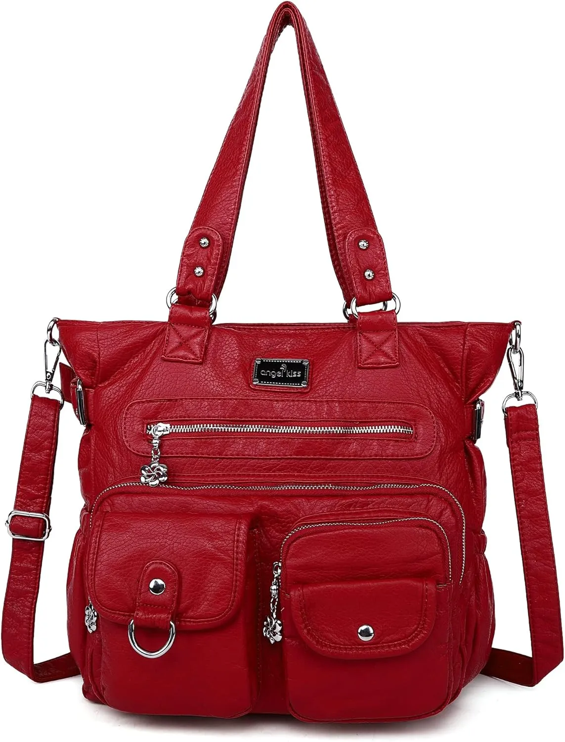 Angelkiss Purses Handbags for Women PU Tote Satchel Bags for Women Pockets Shoulder Bags