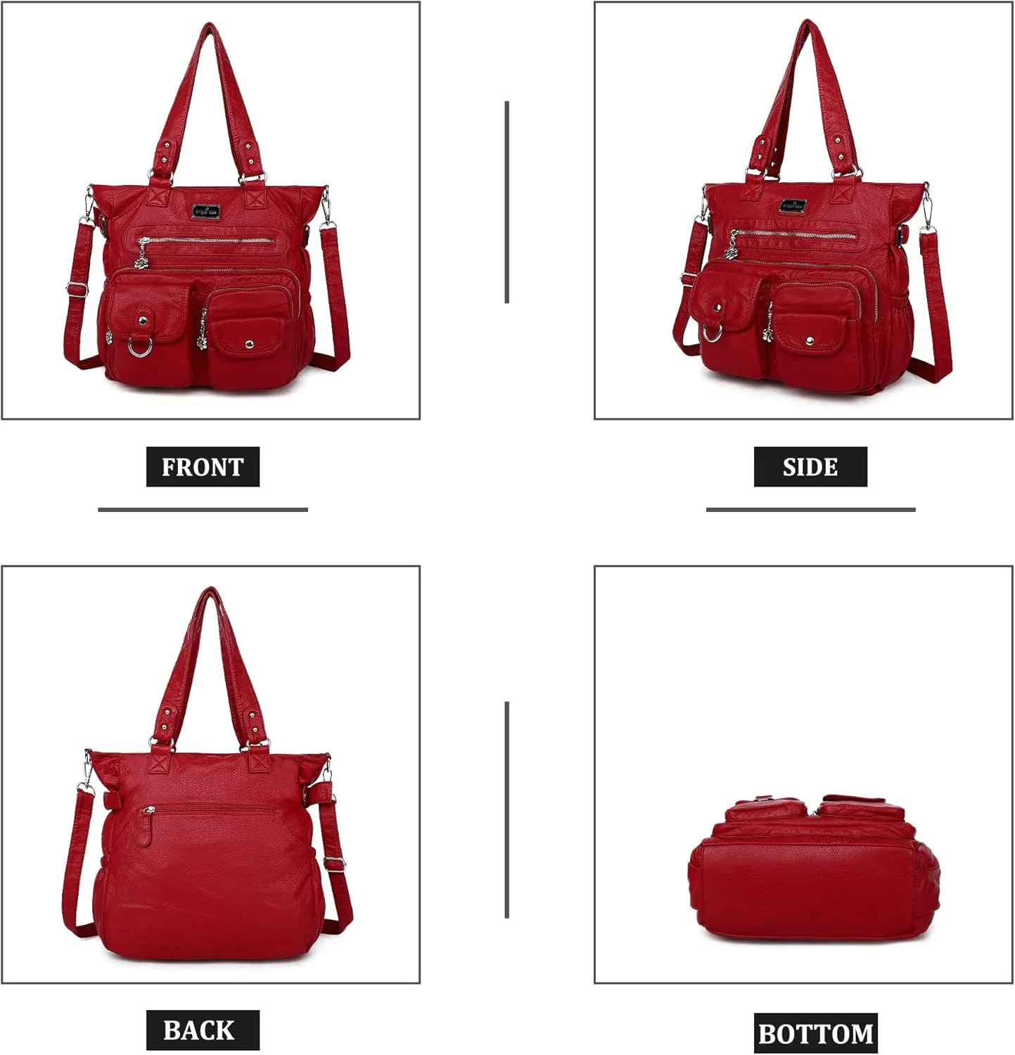 Angelkiss Purses Handbags for Women PU Tote Satchel Bags for Women Pockets Shoulder Bags