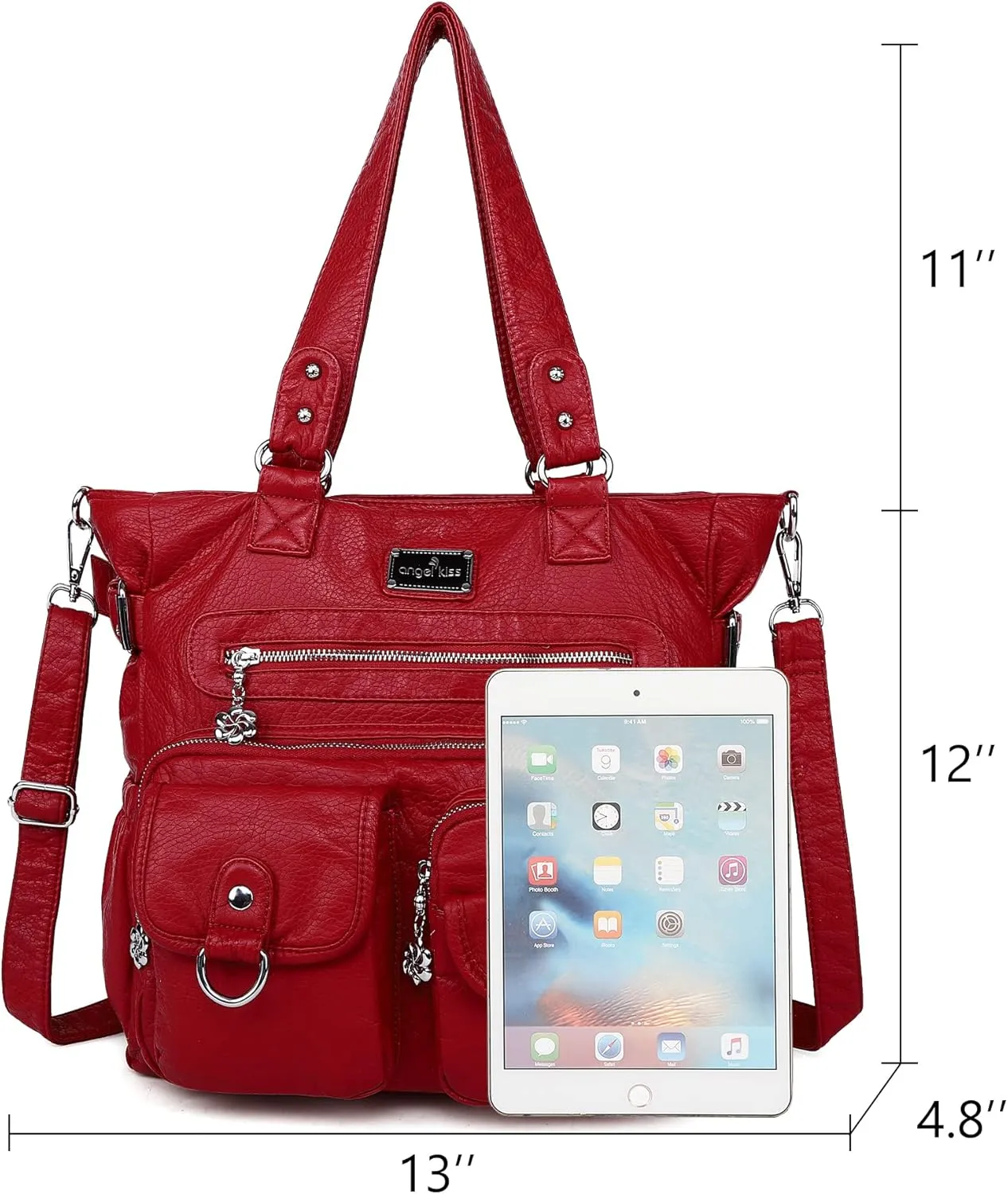 Angelkiss Purses Handbags for Women PU Tote Satchel Bags for Women Pockets Shoulder Bags