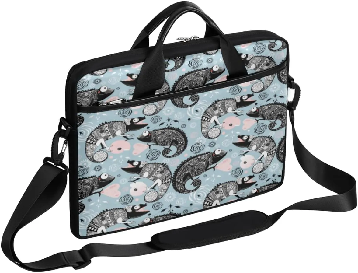 Animal Chameleon Texture Laptop Shoulder Messenger Bag Waterproof Laptop Briefcase with Handle and Padded Strap Case Sleeve for 13 13.3 14 15.6 Inch Laptop Case