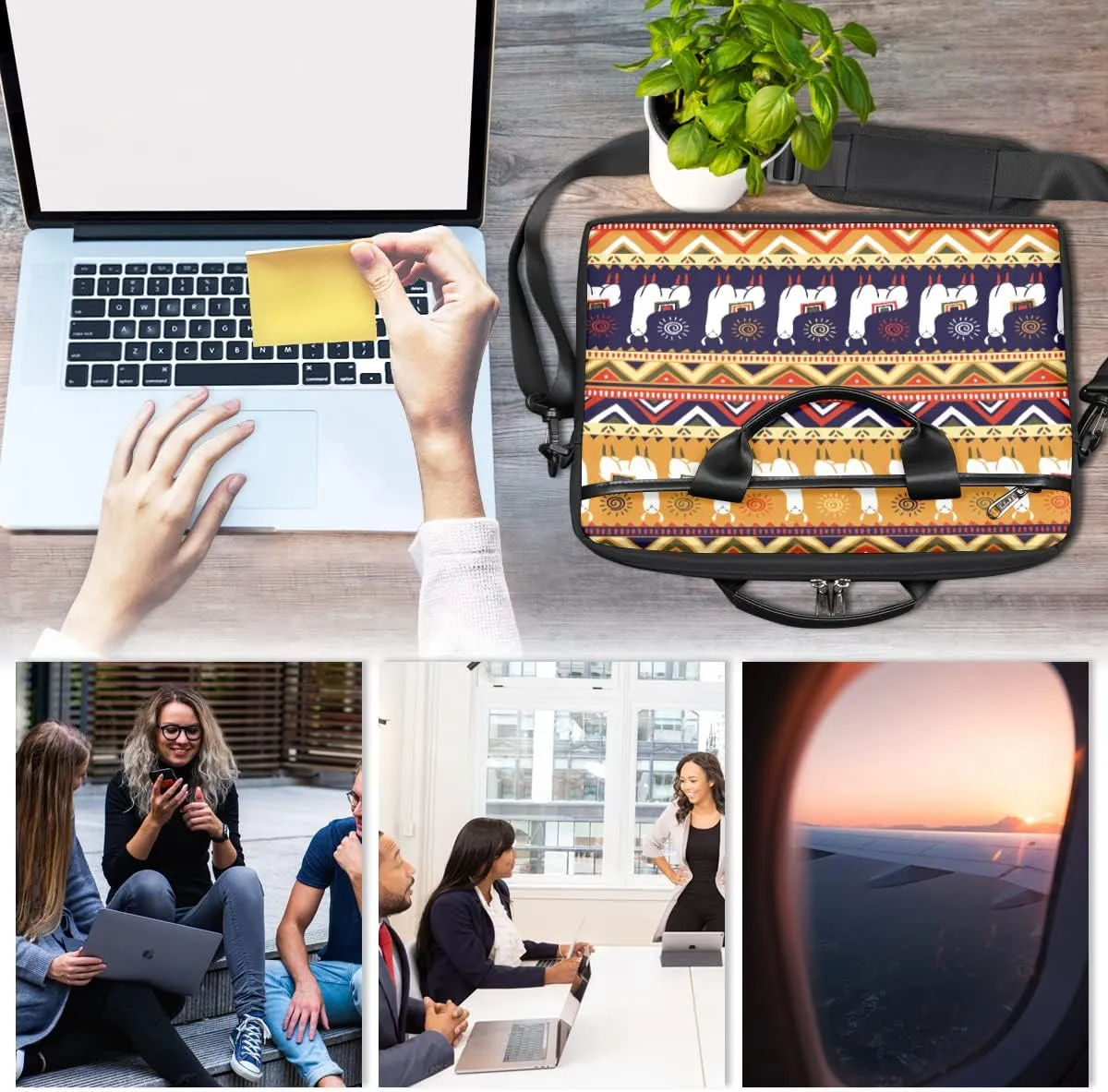 Animals Cookies Laptop Shoulder Messenger Bag Waterproof Laptop Briefcase with Handle and Padded Strap Case Sleeve