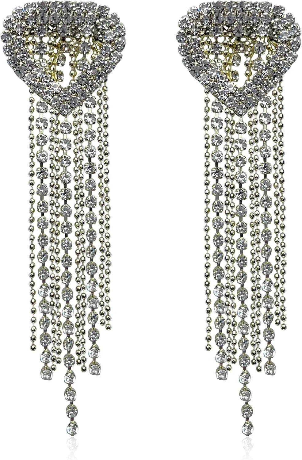 Anmpab Tassel Earrings for Women Heart Hollow Chain Sparkling Rhinestone Dangle Drop Earrings Jewelry Mothers Day