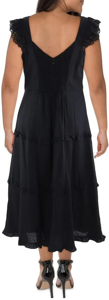 Anne Klein Womens Ruffled Cotton Maxi Dress