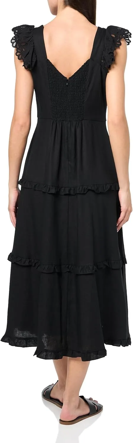 Anne Klein Womens Ruffled Cotton Maxi Dress