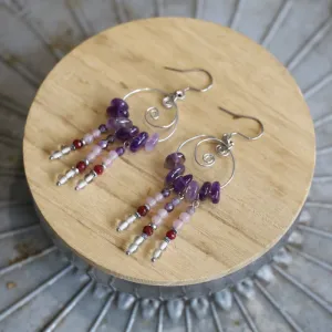 Anoush Rose Quartz & Amethyst Chandelier Earrings