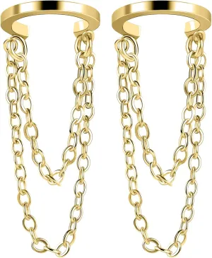 AoedeJ Pearl Ear Cuffs Non Piercing Earrings Ear Cuff Earrings for Women Silver Ear Cuff With Chain Cuff Earrings for Women No Piercing