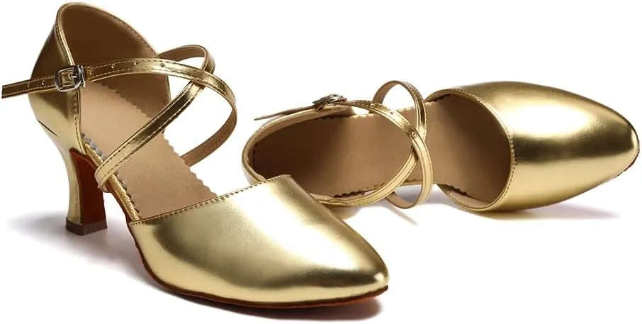 AOQUNFS Women Ballroom Dance Shoes Women Closed Toe Walts Salsa Latin Dance Shoes,Model FT188
